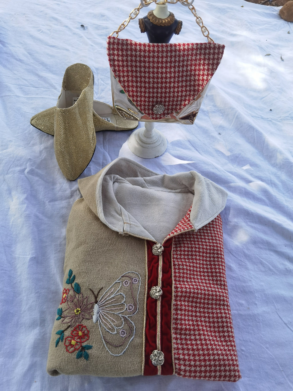 جلابة أطفال بنات مع حقيبة وبلغة هذية