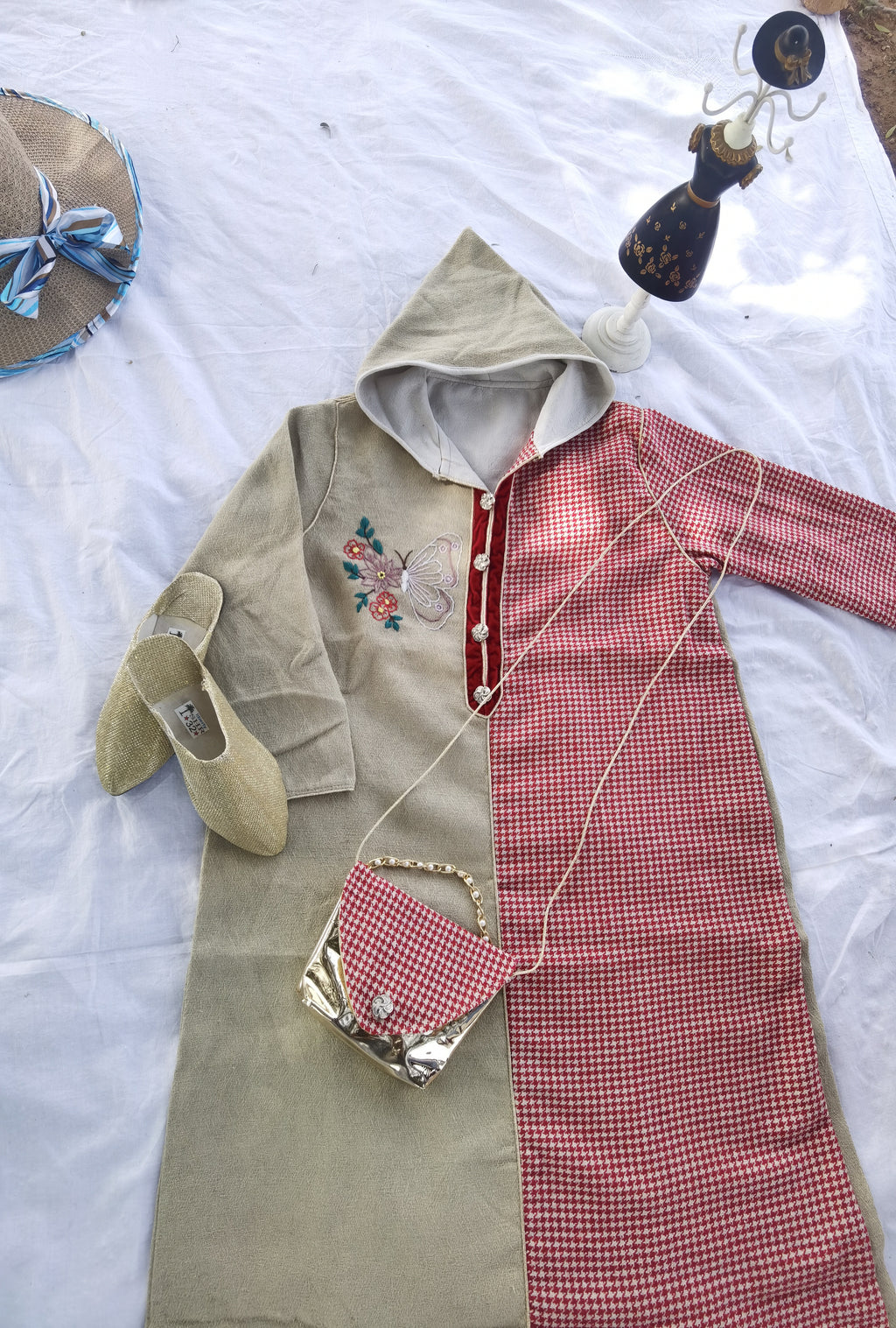 جلابة أطفال بنات مع حقيبة وبلغة هذية