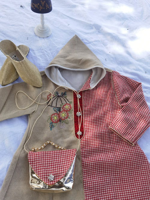 جلابة أطفال بنات مع حقيبة وبلغة هذية