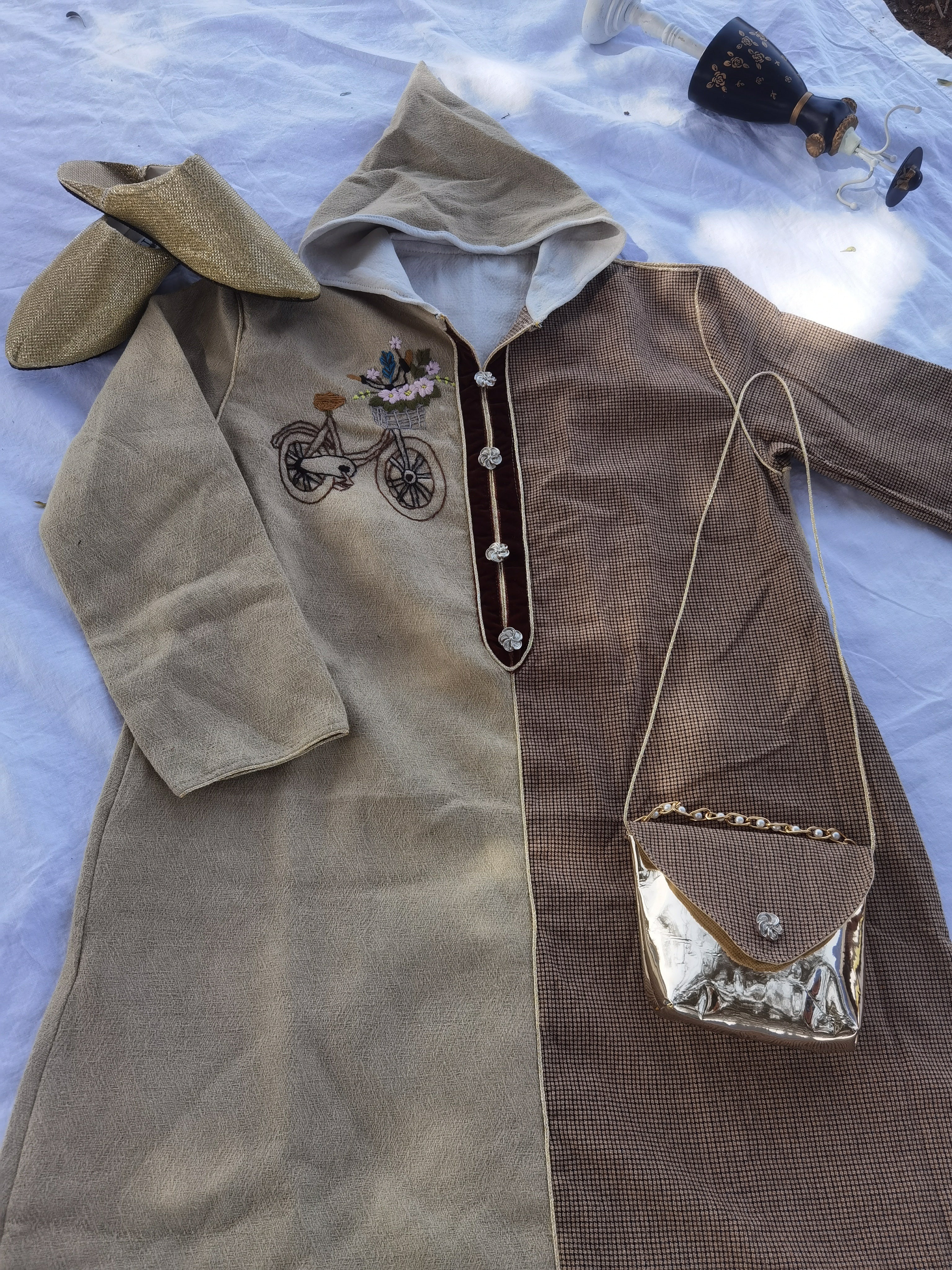 جلابة أطفال بنات مع حقيبة وبلغة هذية