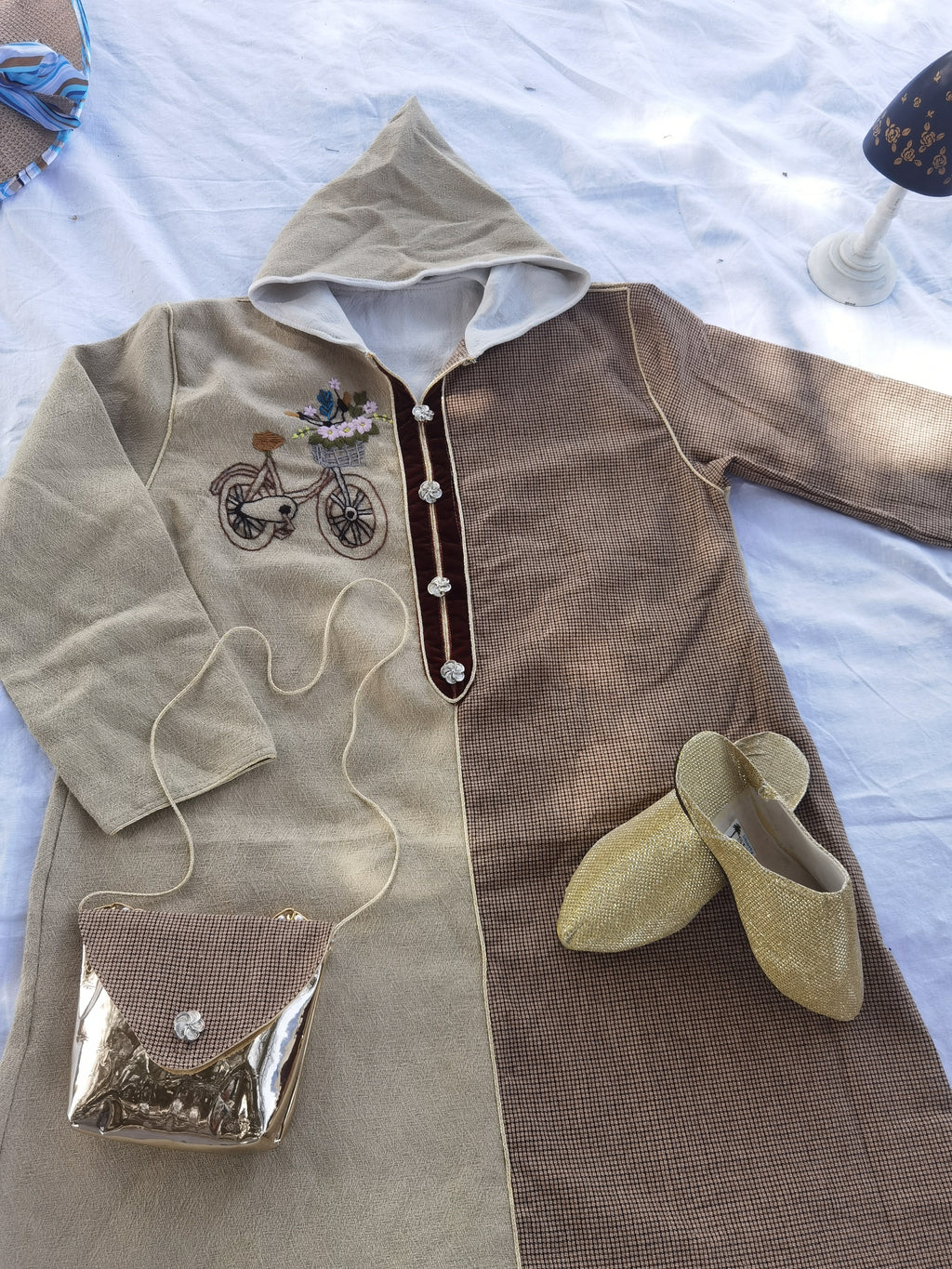 جلابة أطفال بنات مع حقيبة وبلغة هذية