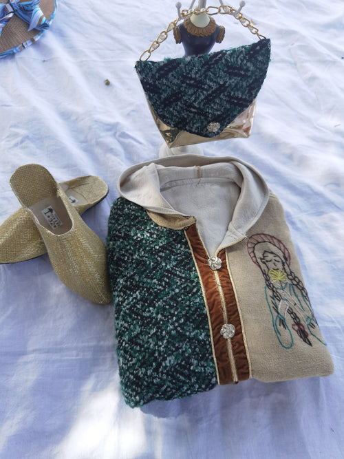 جلابة أطفال بنات مع حقيبة وبلغة هذية