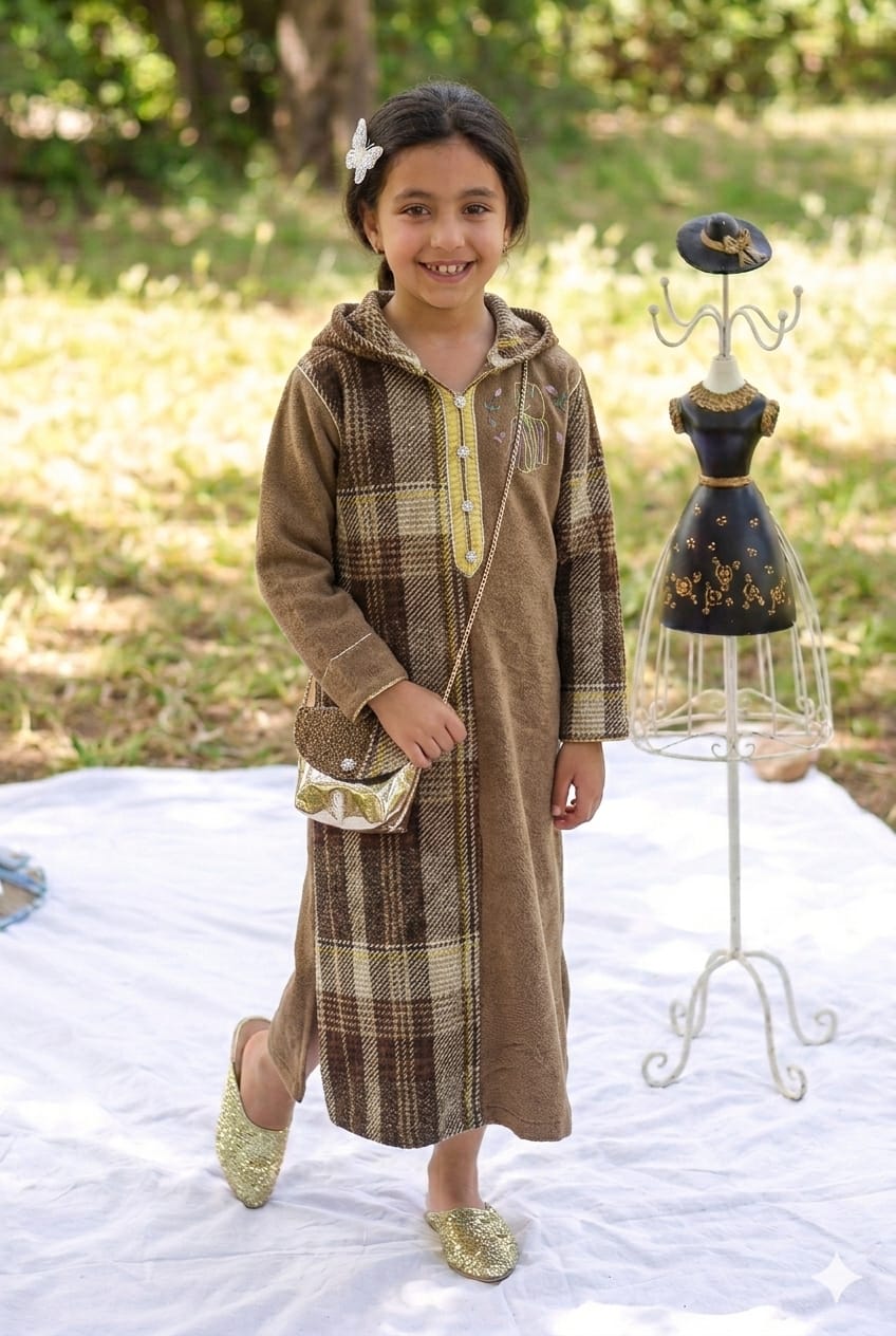 جلابة أطفال بنات مع حقيبة وبلغة هذية